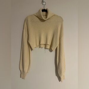 L’Academie Cream Lucia Cropped Turtleneck